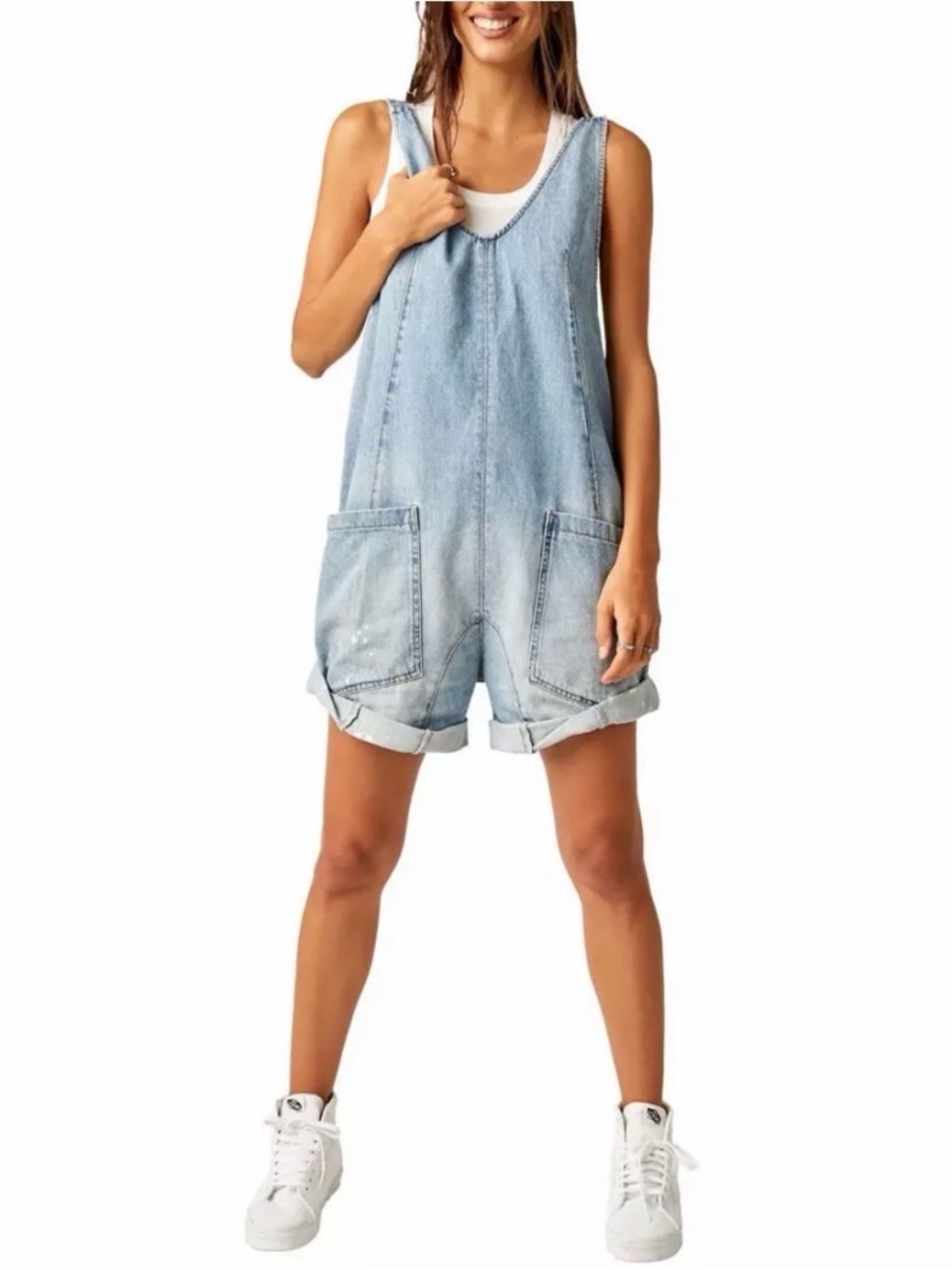 We The Free Light Blue High Roller Shortall XS